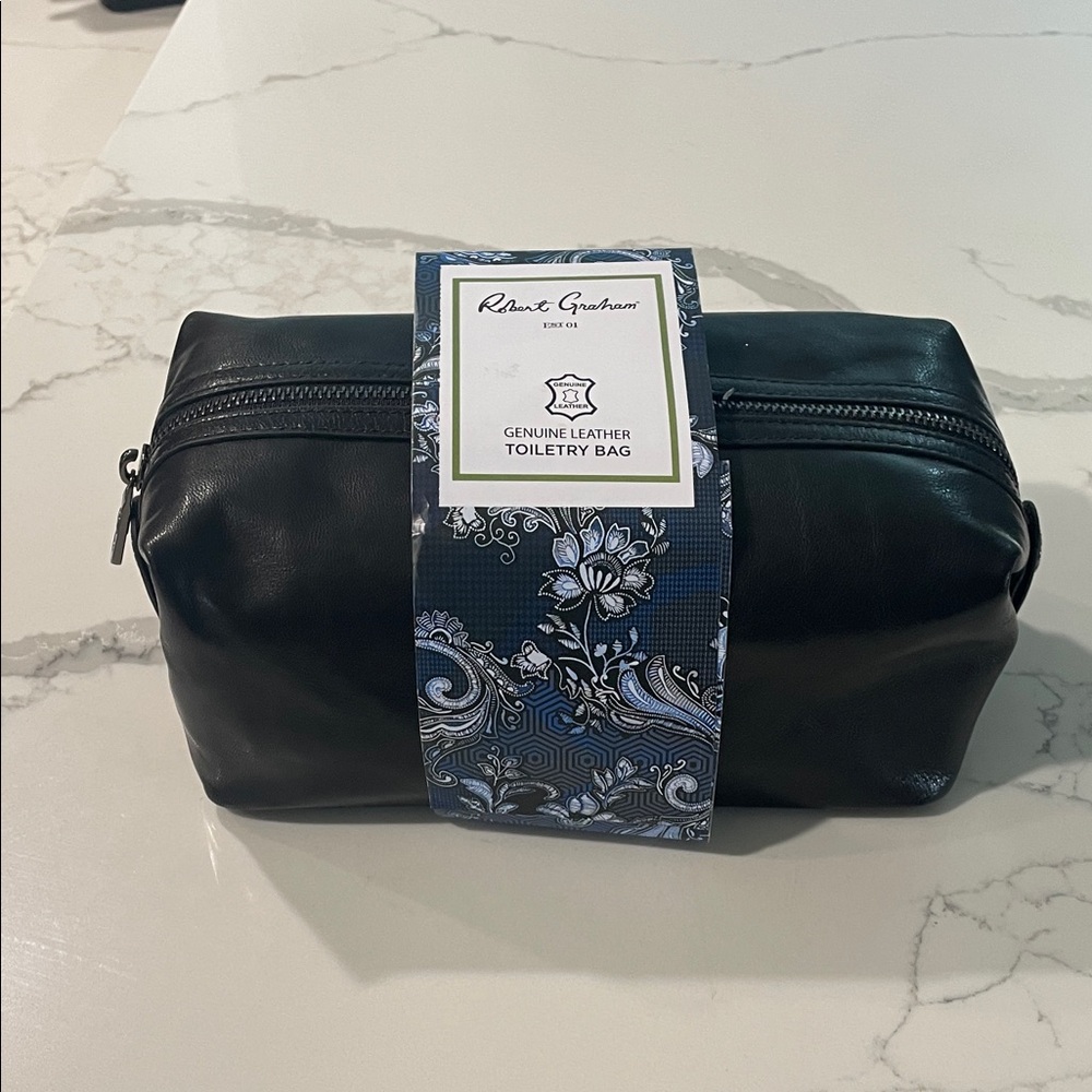 Robert Graham Black Leather Toiletry Kit